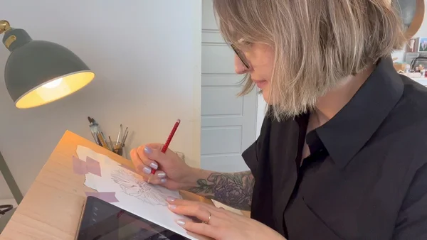 Karina Marie at work in her studio