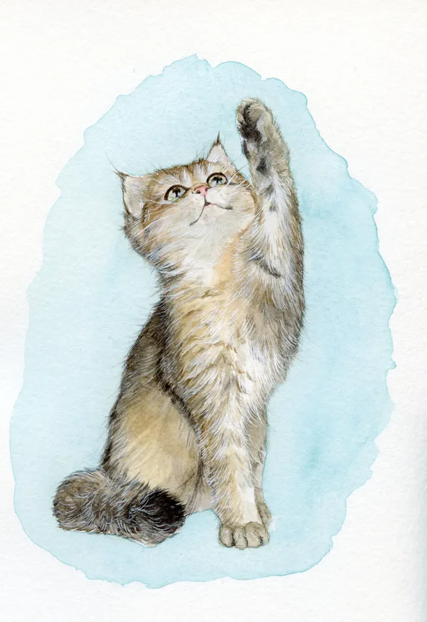 Watercolour portrait of a cat