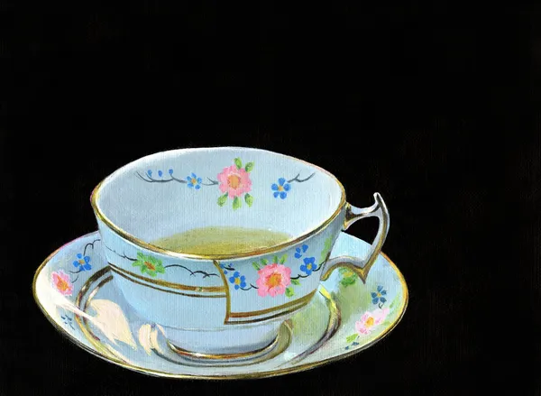 Watercolour portrait of a cup of tea