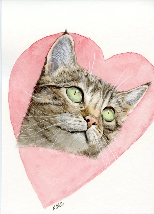 Watercolour portrait of a cat